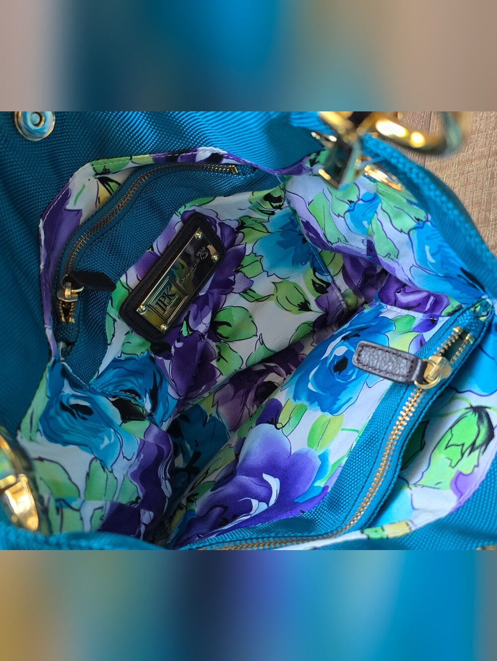 JPK Paris 75 Teal Nylon Buckett Bag - Picture 6 of 7